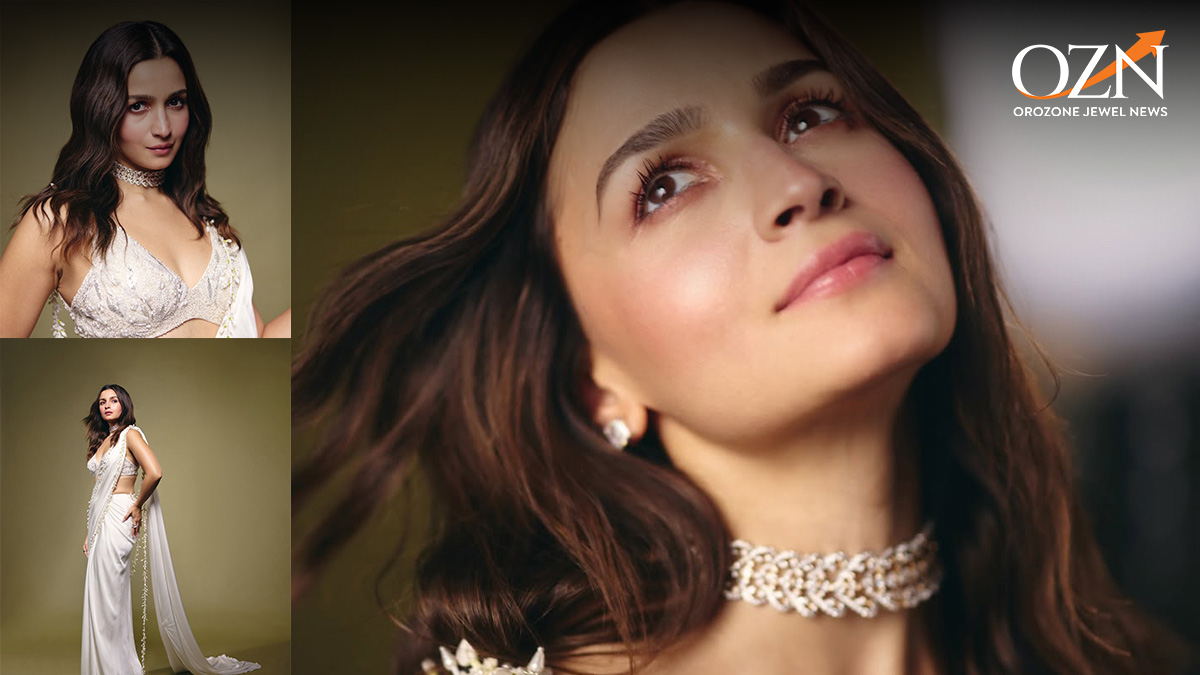 Alia Bhatt in Alok Lodha Jewels Diamond Necklace and Earrings Define Structure
